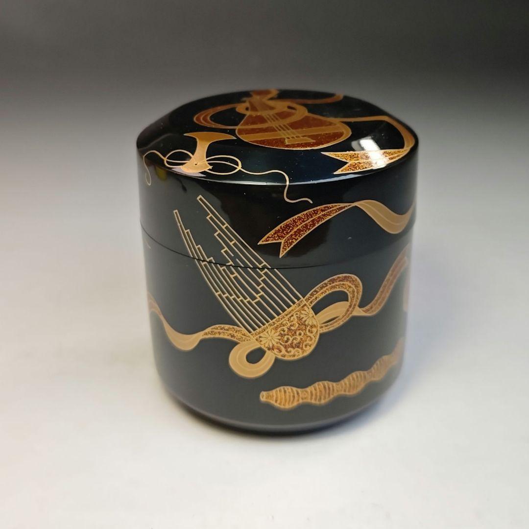 イ420 棗『漆専堂　岡本漆園作』『金梨地楽器蒔絵　棗　共箱』茶道具