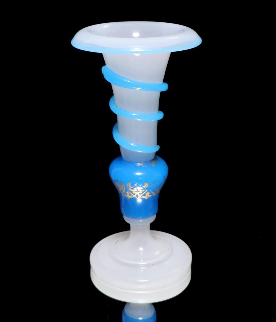 オールド・バカラ 美術館級 1855年 ブルースネーク 円錐型金彩大型壺 花瓶