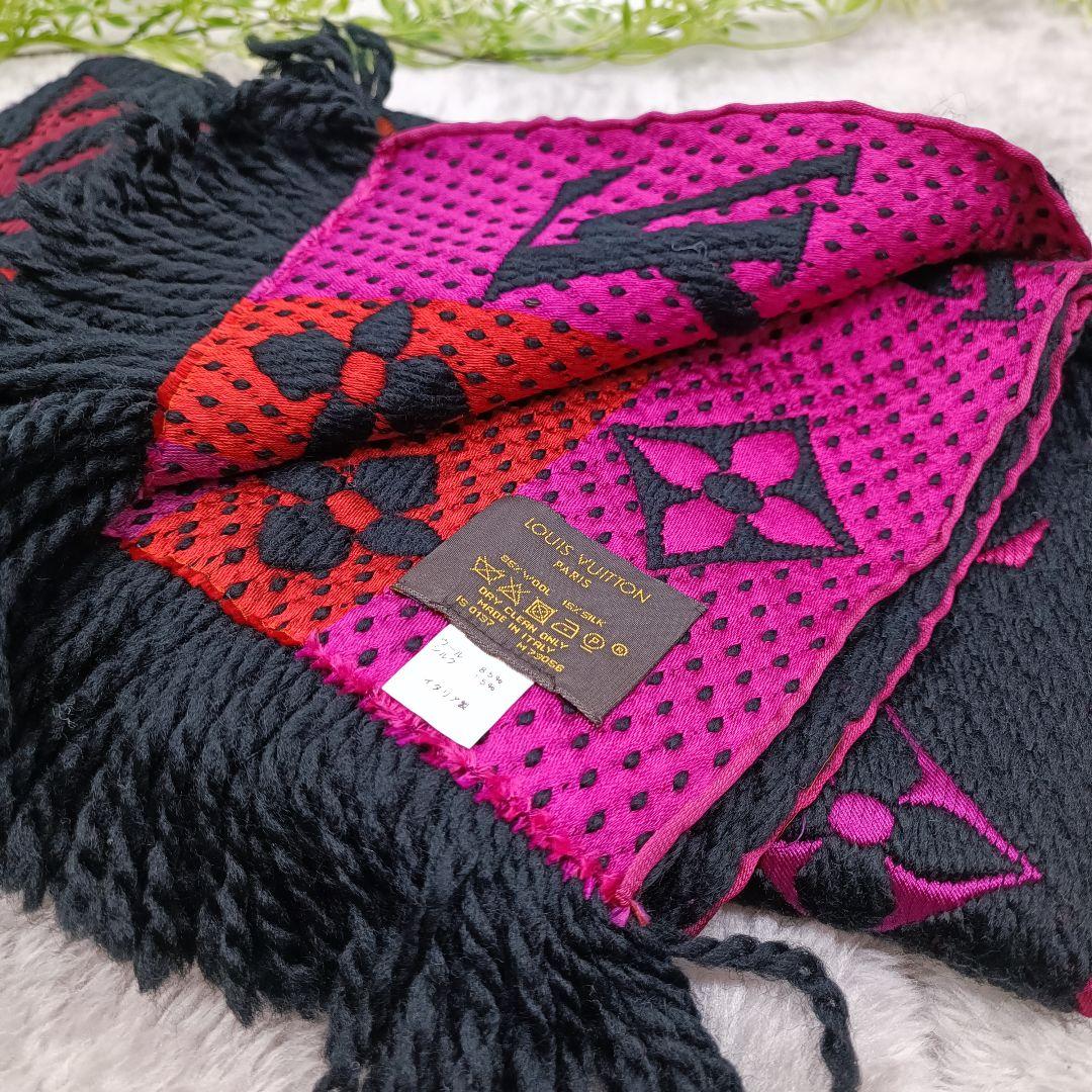 LOUISVUITTON　マフラー　エシャルプ　ロゴマニア　レインボー