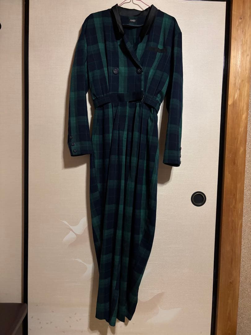 PAMEO POSE グリーン系チェックオールインワン