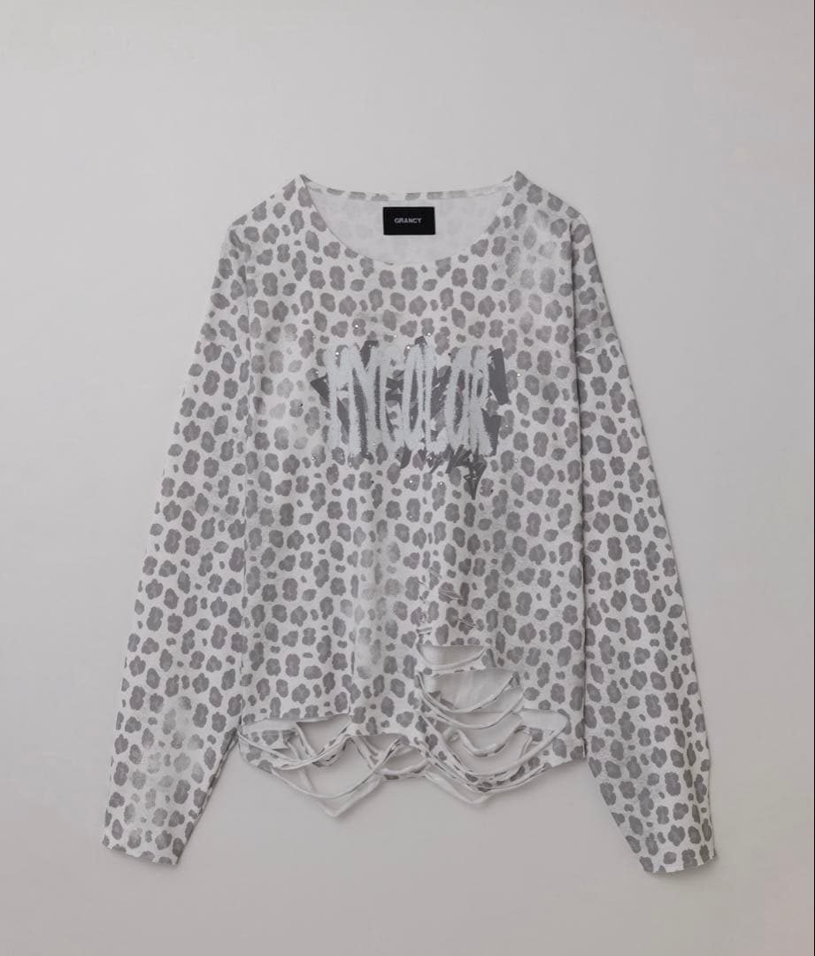 GRANCY 総柄ラインストーングラフィックロンＴ Sサイズ