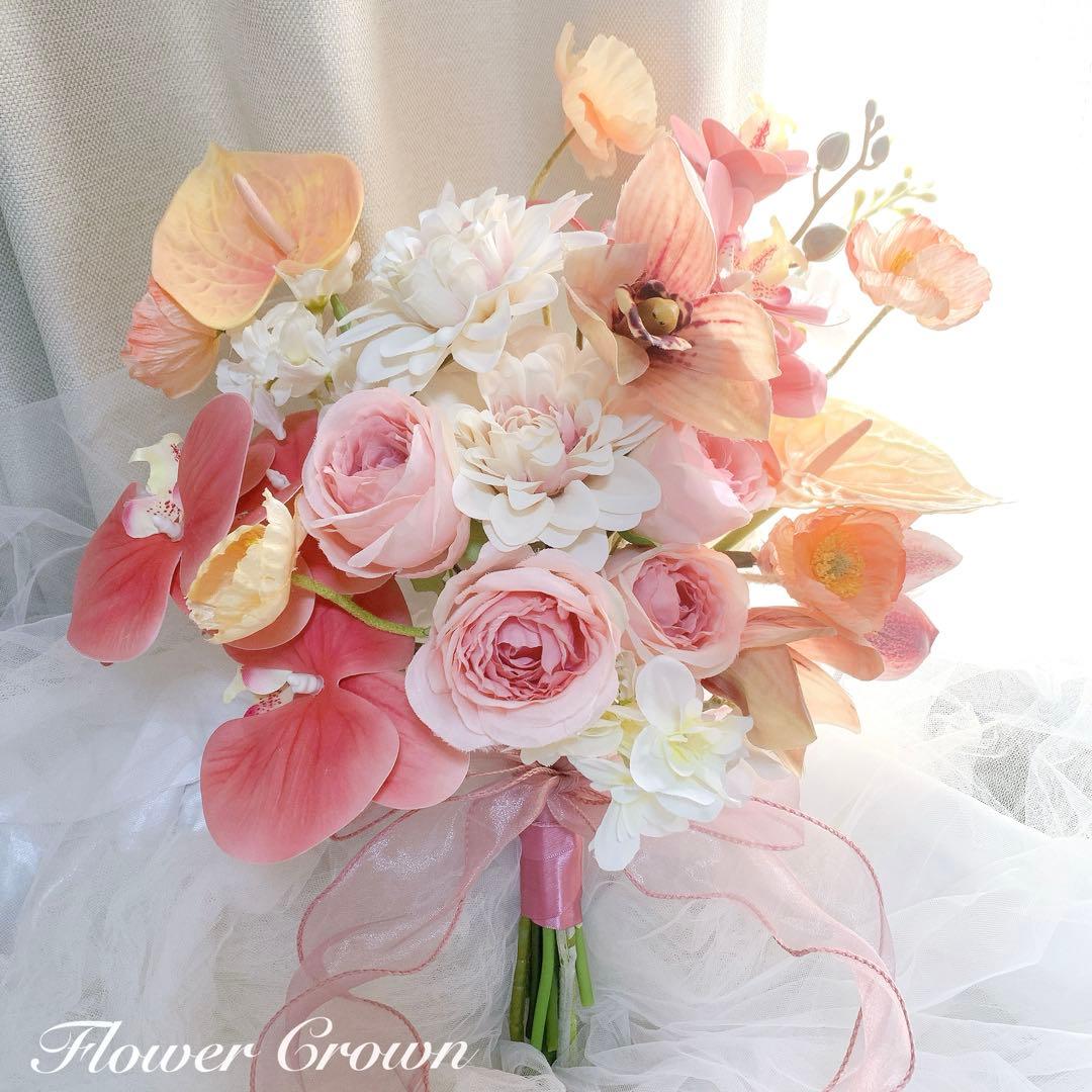 ヘッドパーツプレゼント ウエディング アーティフィシャルフラワー　クラッチブーケ