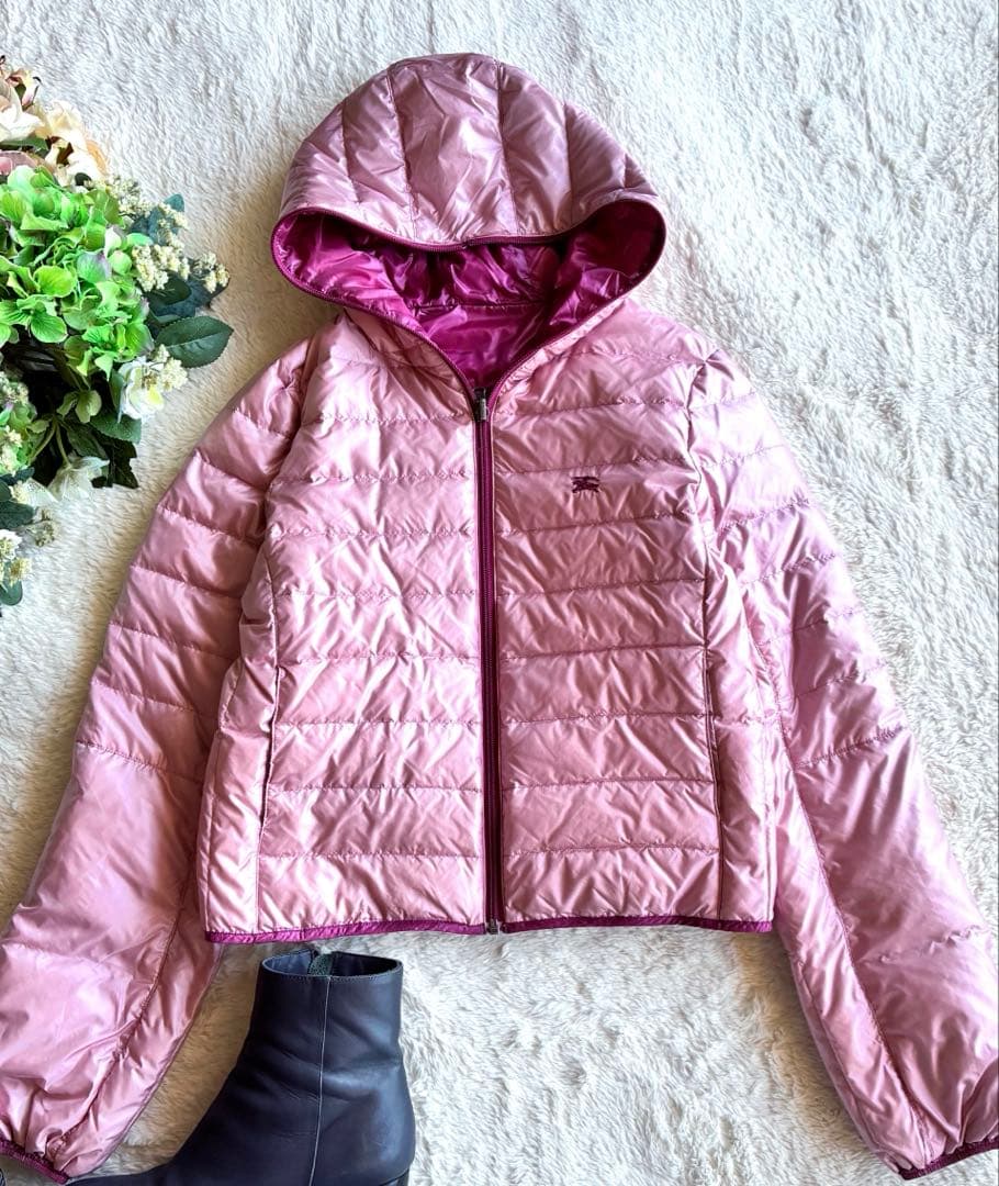 バーバリーブルーレーベル極美品　薄手春向きリバーシブルライトダウンアウター　38