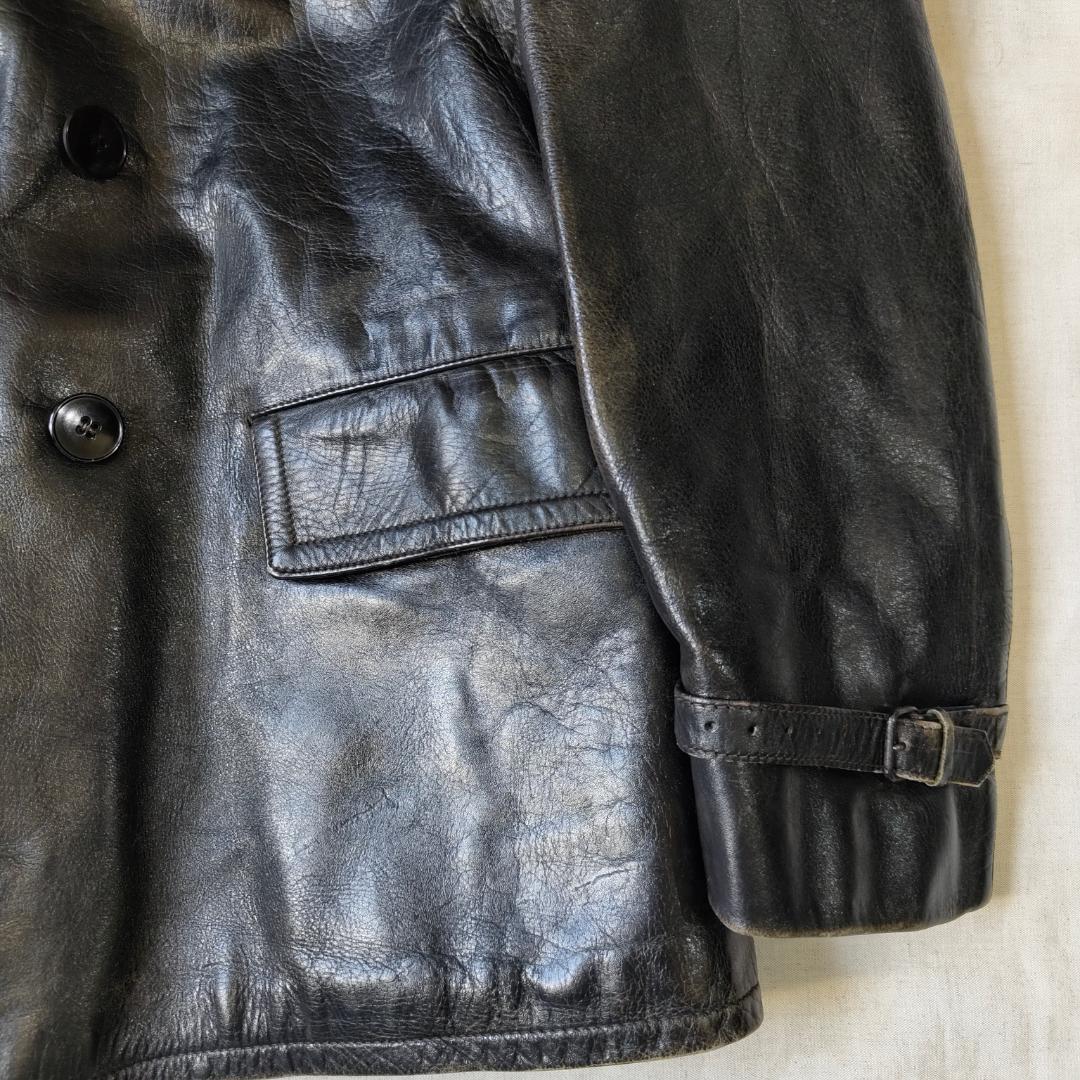 50s 60s フランス レザージャケット カーコート コルビジェジャケット 黒