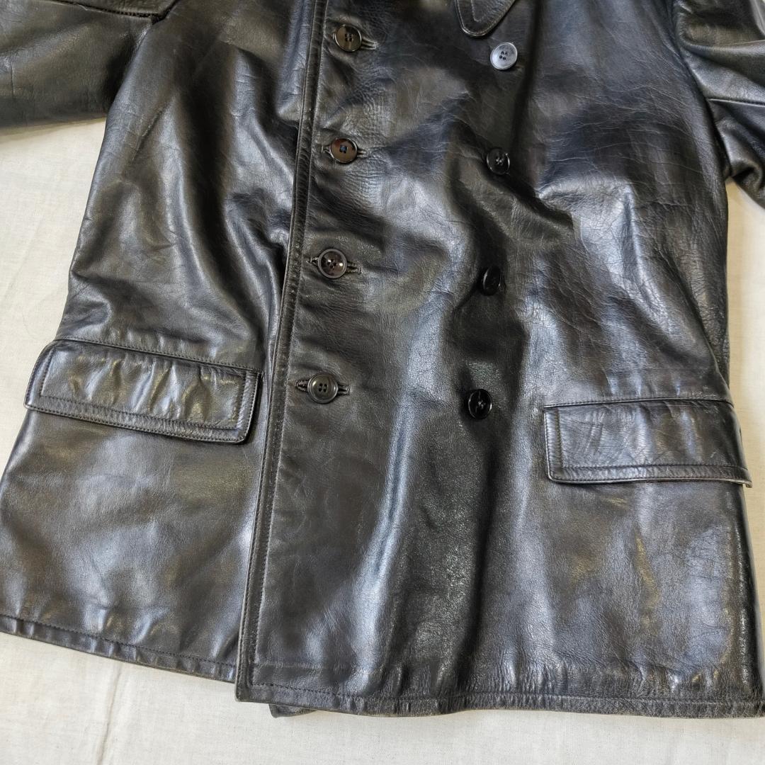 50s 60s フランス レザージャケット カーコート コルビジェジャケット 黒