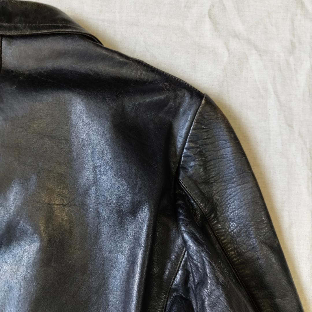 50s 60s フランス レザージャケット カーコート コルビジェジャケット 黒