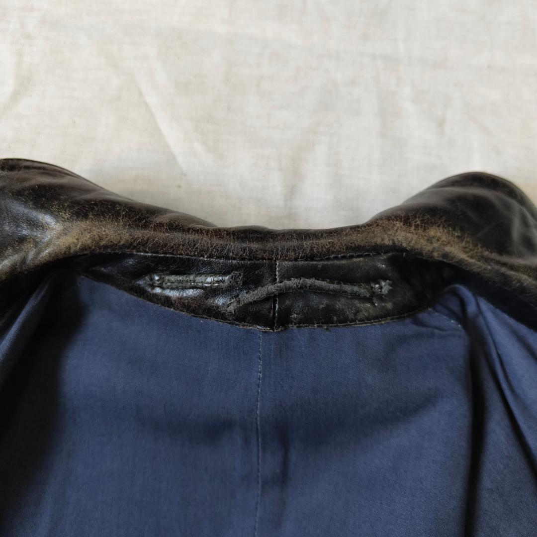 50s 60s フランス レザージャケット カーコート コルビジェジャケット 黒