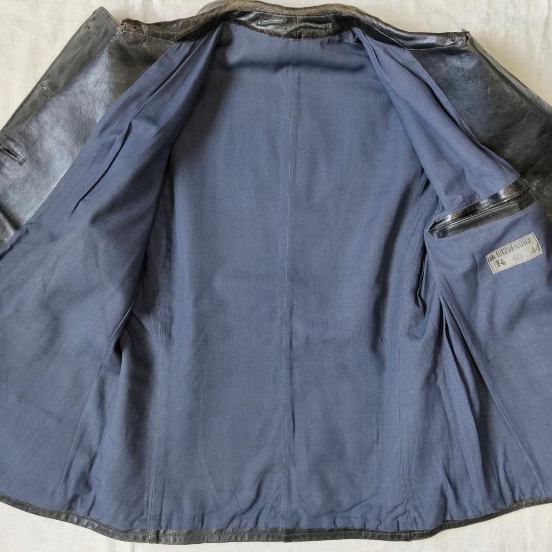 50s 60s フランス レザージャケット カーコート コルビジェジャケット 黒