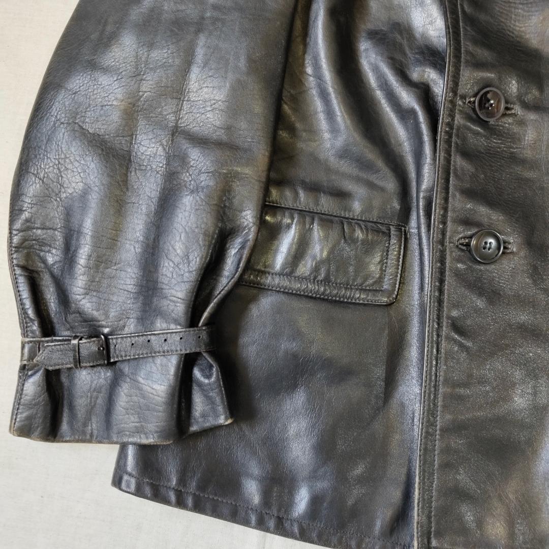 50s 60s フランス レザージャケット カーコート コルビジェジャケット 黒