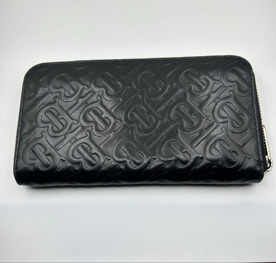 現行✨BURBERRY モノグラムTB ラウンドファスナー 長財布 保存袋 黒