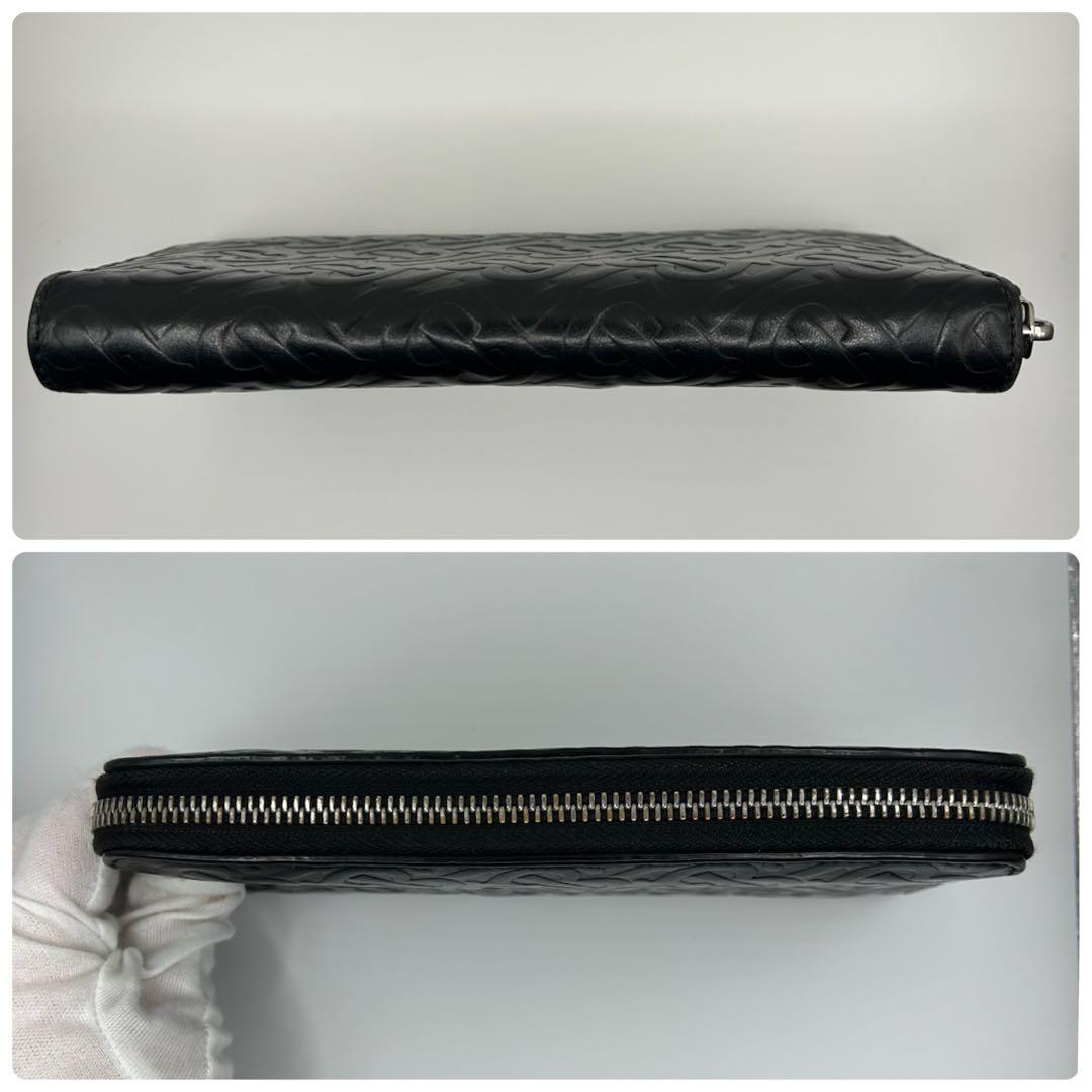 現行✨BURBERRY モノグラムTB ラウンドファスナー 長財布 保存袋 黒