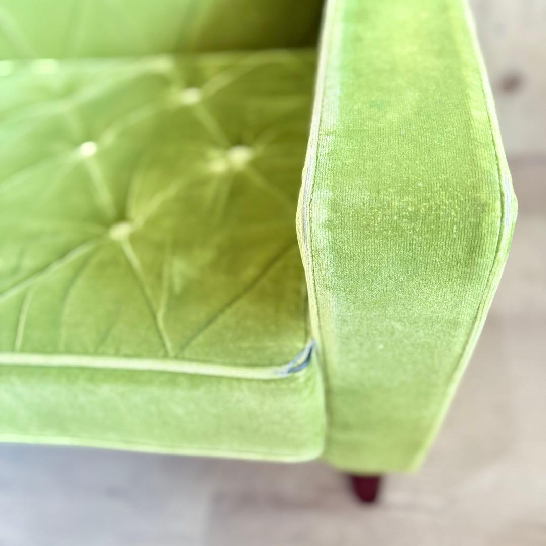 カリモク60 ロビーチェア　3シーター　モケットグリーン　現状品