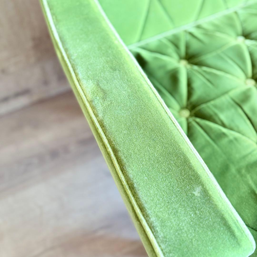 カリモク60 ロビーチェア　3シーター　モケットグリーン　現状品