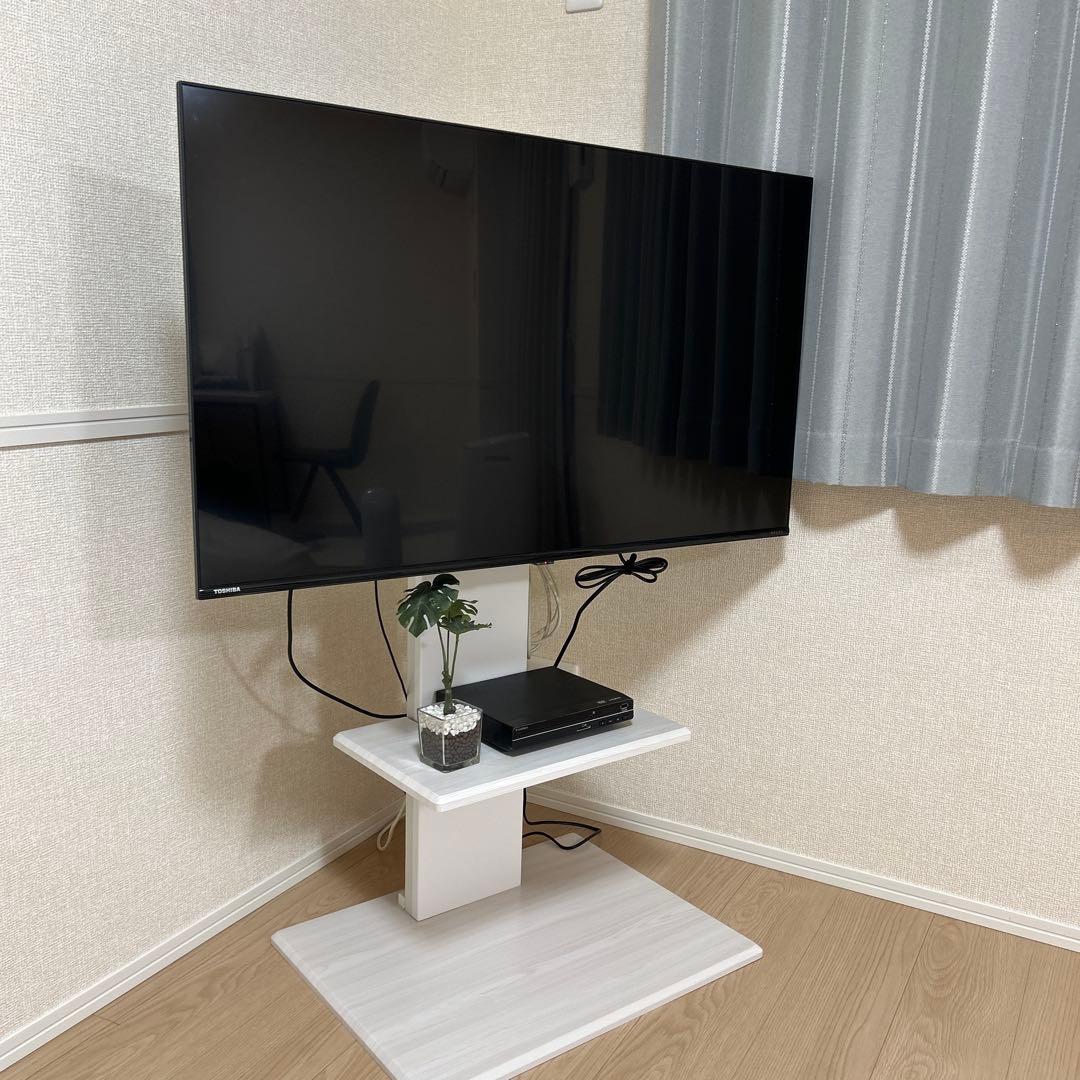 【美品】ニトリ｜32〜64インチ対応｜テレビスタンド ロータイプ｜ホワイト木目