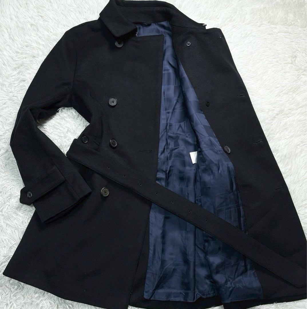 Mackintosh　トレンチコート カシミヤ　ベルト　裏地総柄ロゴ　ネイビー