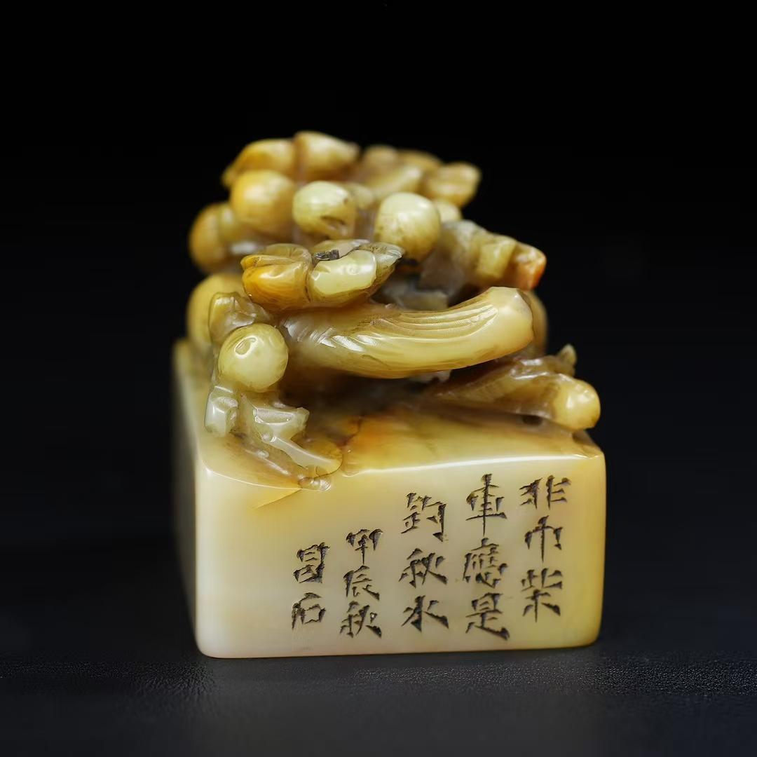 中国古美術 旧蔵 寿山石 梅花香 印章 篆刻 印鑑 書道具 唐物 骨董 文房置物