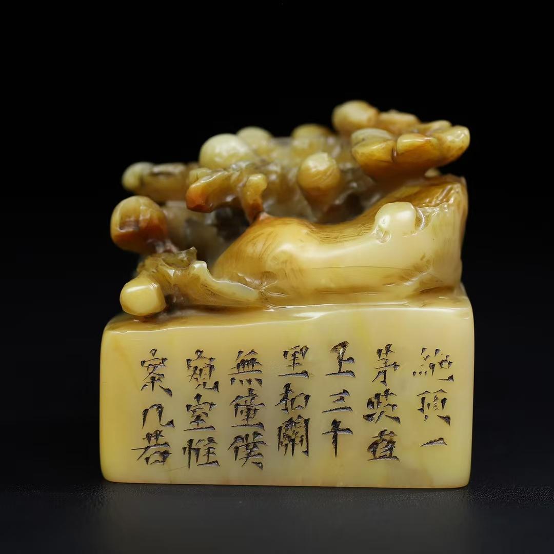 中国古美術 旧蔵 寿山石 梅花香 印章 篆刻 印鑑 書道具 唐物 骨董 文房置物