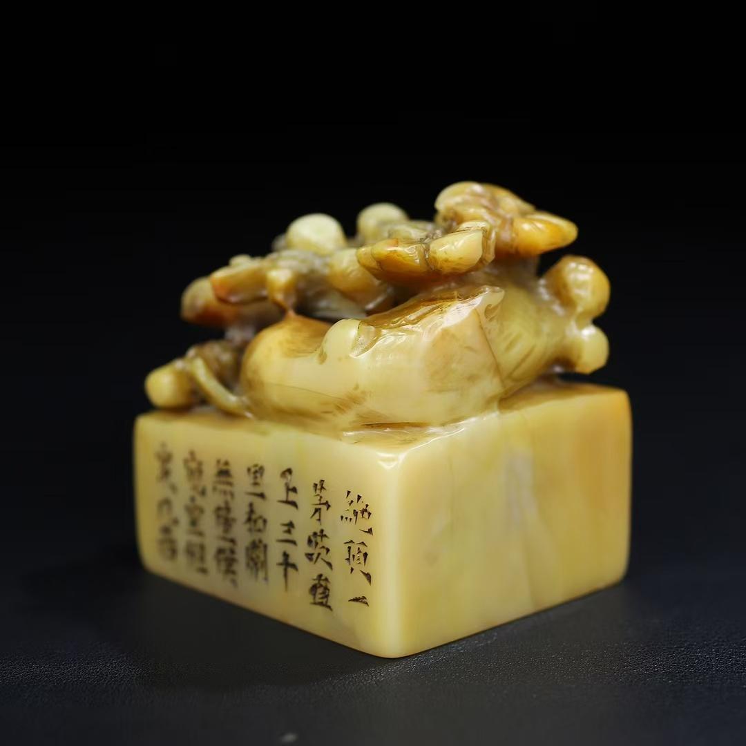 中国古美術 旧蔵 寿山石 梅花香 印章 篆刻 印鑑 書道具 唐物 骨董 文房置物