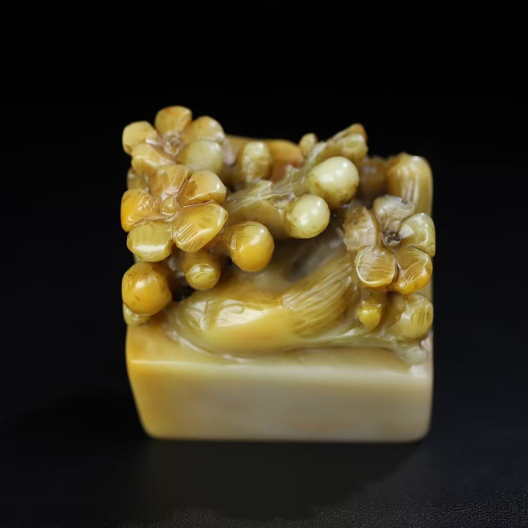 中国古美術 旧蔵 寿山石 梅花香 印章 篆刻 印鑑 書道具 唐物 骨董 文房置物