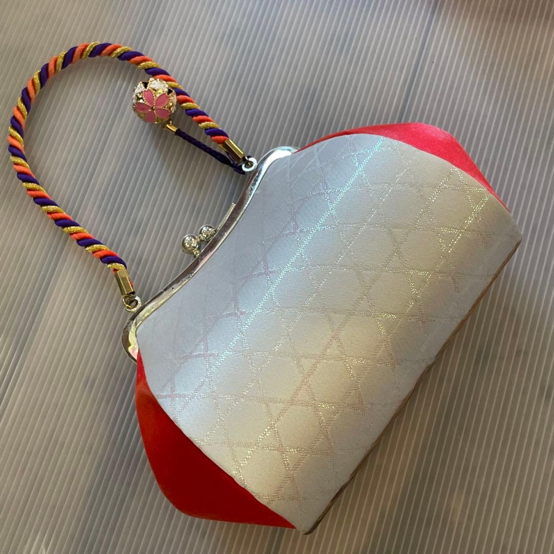 七五三用 はこせこ　朱色と金　草履・バッグ・小物セット　18㎝ 和装