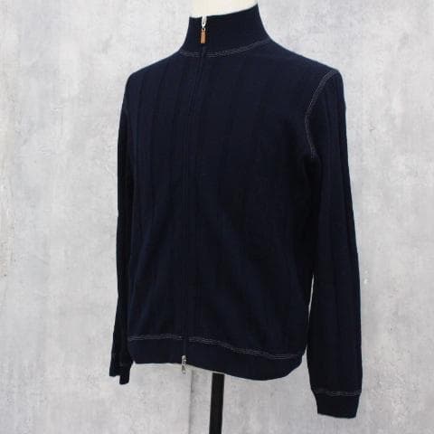 ◇良品 ブルネロクチネリ ダークネイビー Wジップカーディガン ウール×カシミヤ