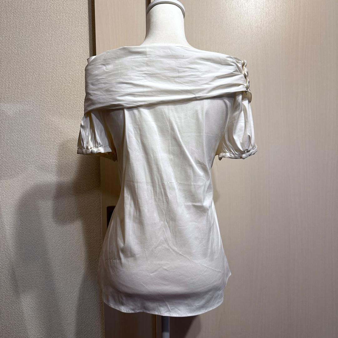 PRADA　半袖シャツ　白　ウエストリボン付き　サイズ46　ak542