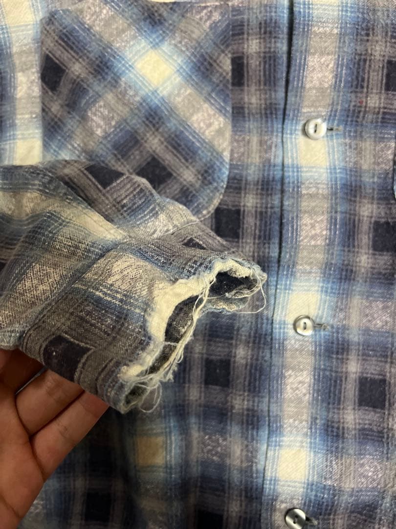 〈襤褸〉60s Towncraft オンブレチェックプリントネルシャツ