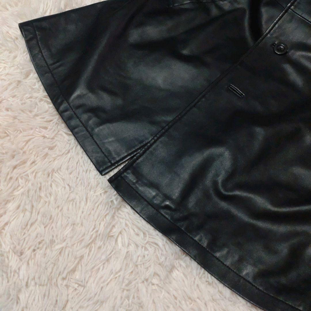 ✨美品【バーバリーブラックレーベル】ラムレザー/トレンチコート/ロング/ブラック