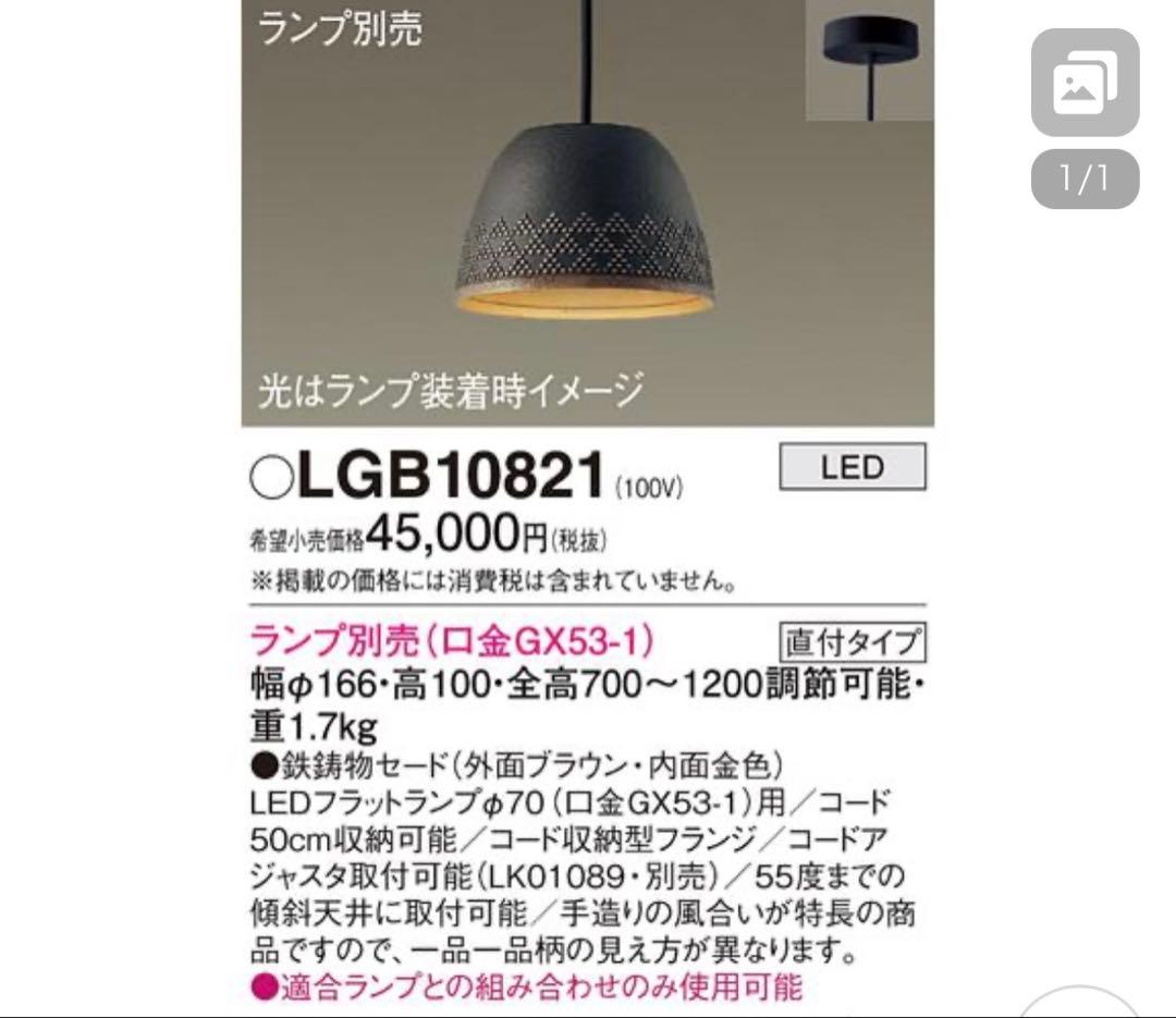 LGB10821 ブラック ペンダントライト　即発送　ランプセット　2台セット