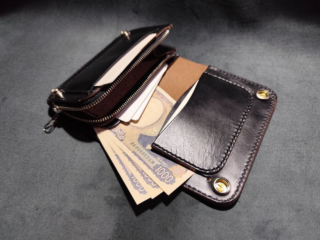 HORWEENクロムエクセル ミドルトラッカーウォレット③　ターコイズコンチョ