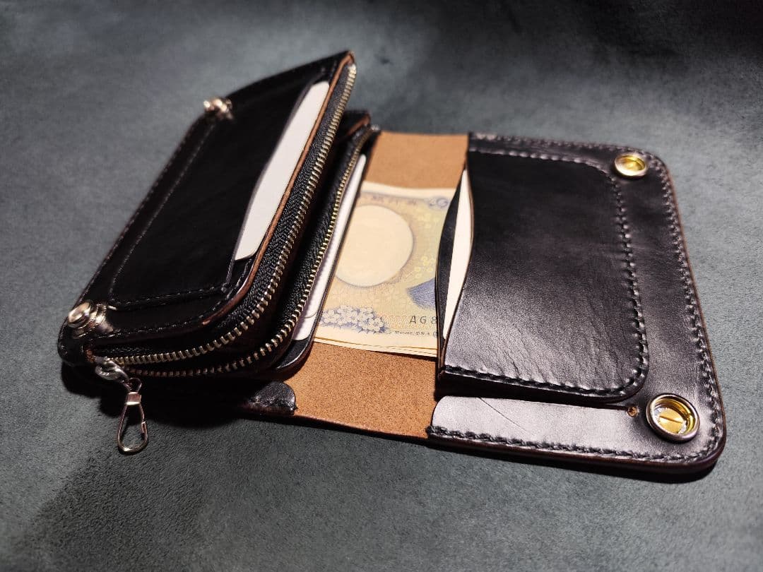 HORWEENクロムエクセル ミドルトラッカーウォレット③　ターコイズコンチョ