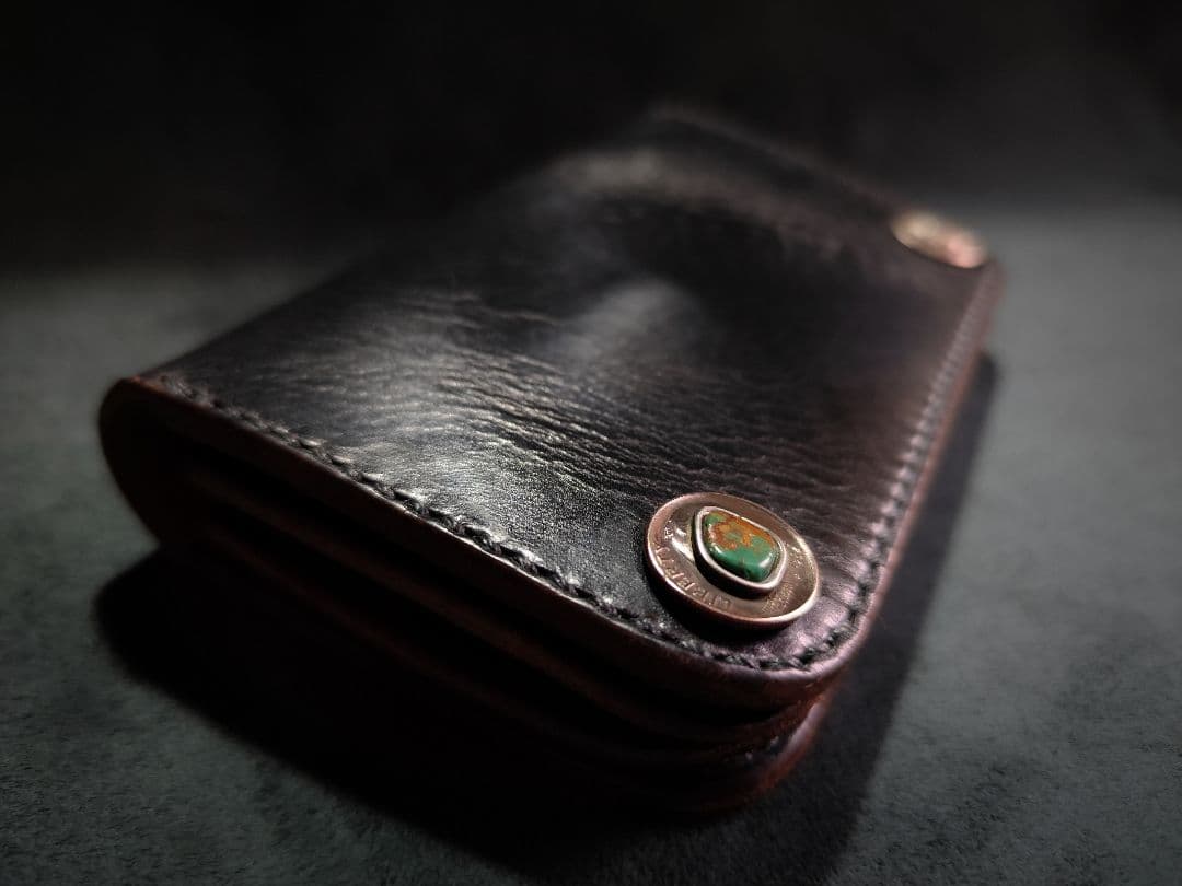 HORWEENクロムエクセル ミドルトラッカーウォレット③　ターコイズコンチョ