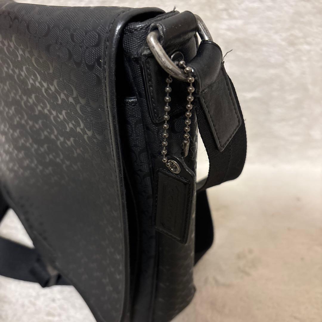 美品⭐️COACH ブラック メッセンジャーバッグ レザー　PVC サイズ調節