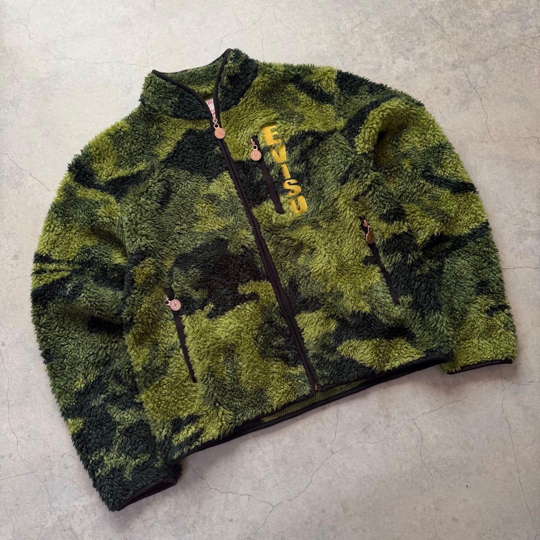 EVISU エヴィス ボアフリース ジャケット カモフラ柄 迷彩