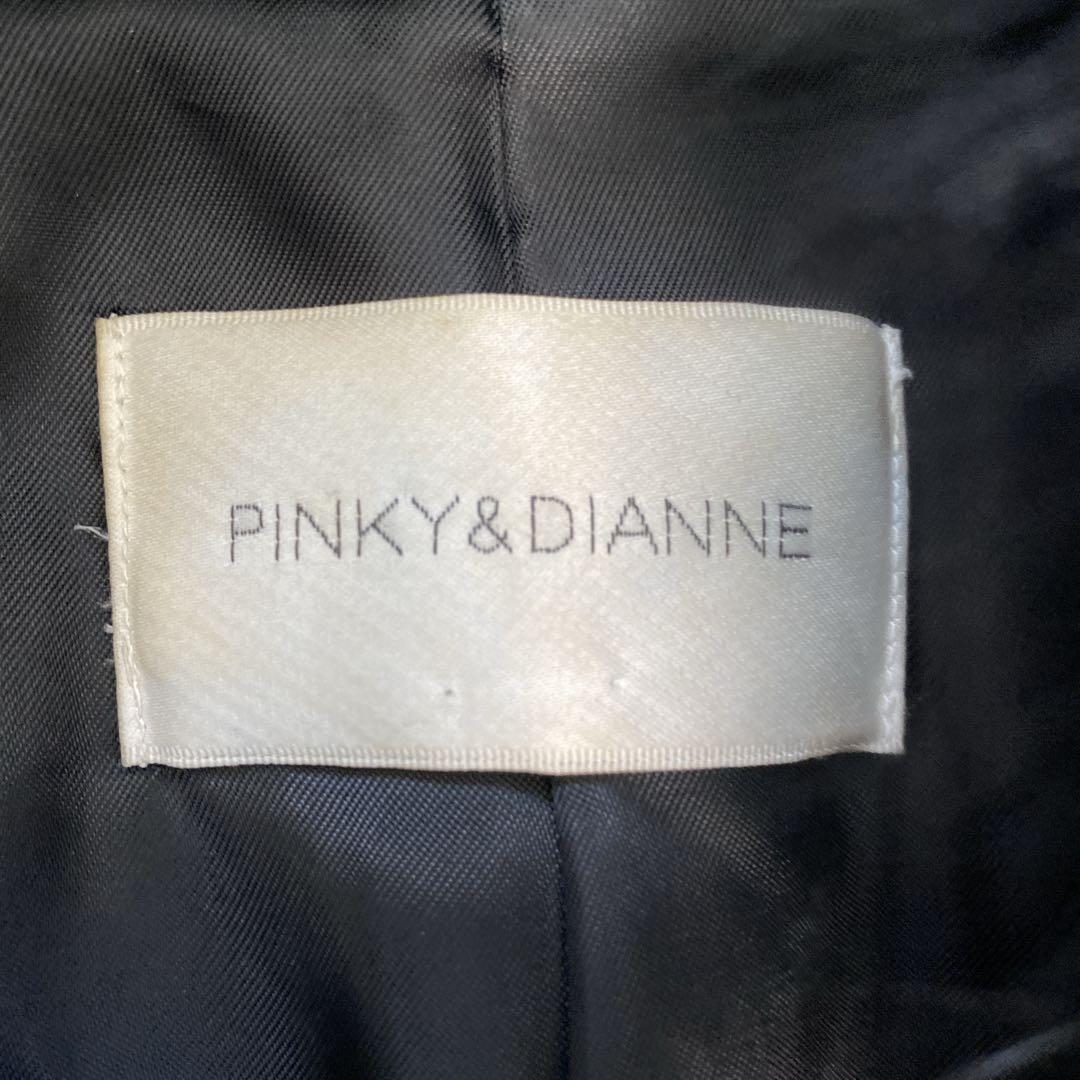 ピンキーアンドダイアン カシミヤ混 フォックスファーコート ベルト付き 黒 38