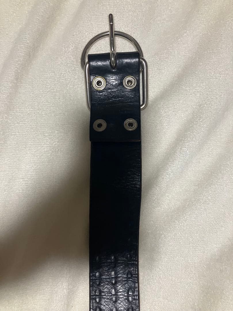 スタッズベルト　ハードコアパンク 3連鋲　リアルレザー　黒