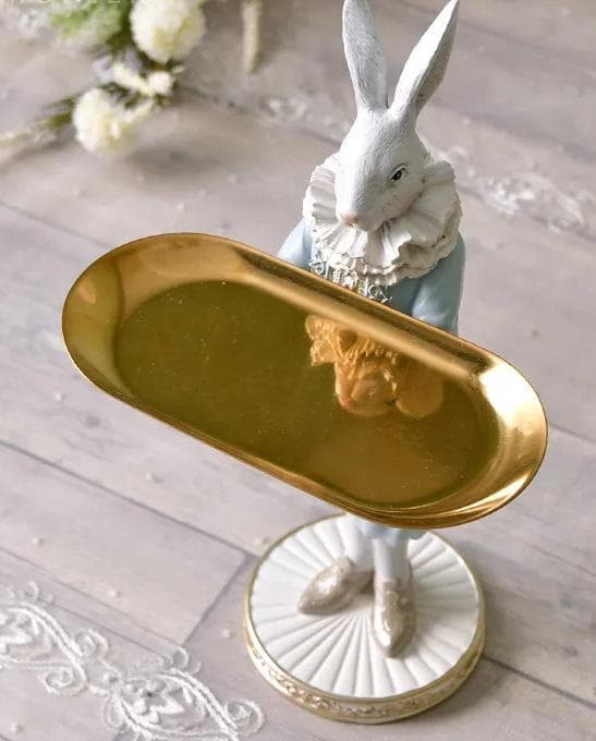 値下げ↓プリンス＆プリンセスラビット置物（トレー）2個セット