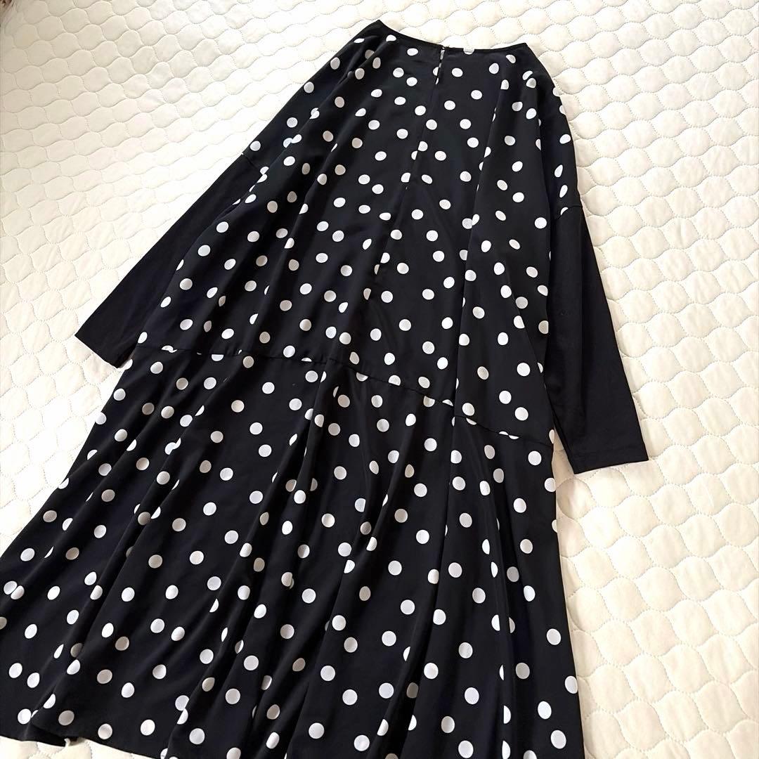 【25SS美品】BEARDSLEY ドットミディワンピース　ブラック　定価3万