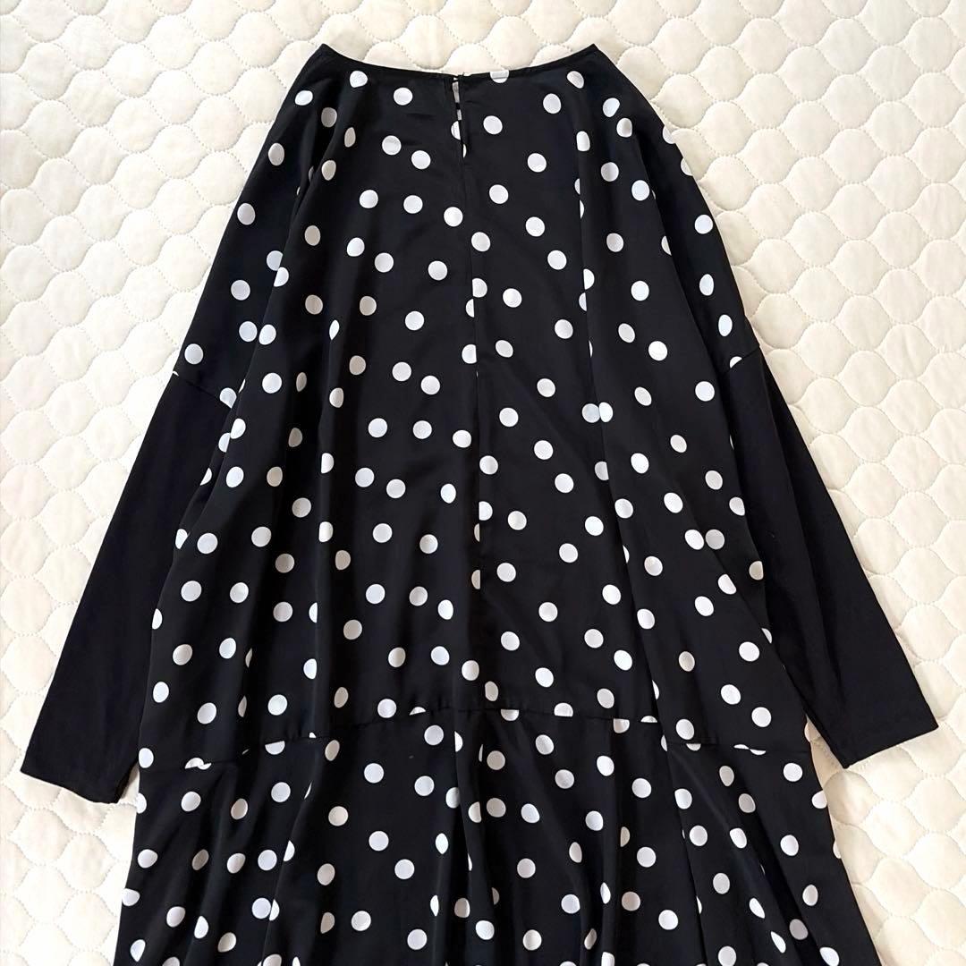 【25SS美品】BEARDSLEY ドットミディワンピース　ブラック　定価3万