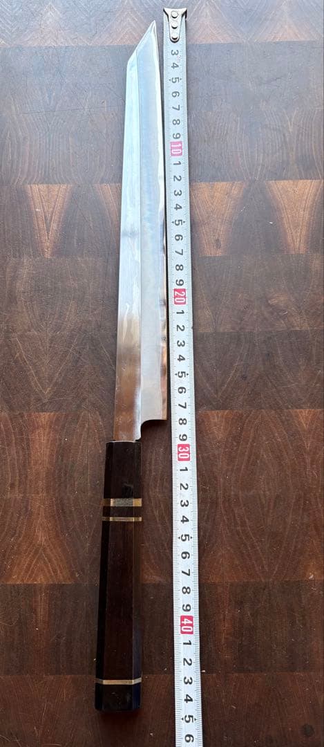 堺打刃物　霞　切付　柳刃　尺　300mm 包丁　白鋼　和包丁　黒檀　八角柄