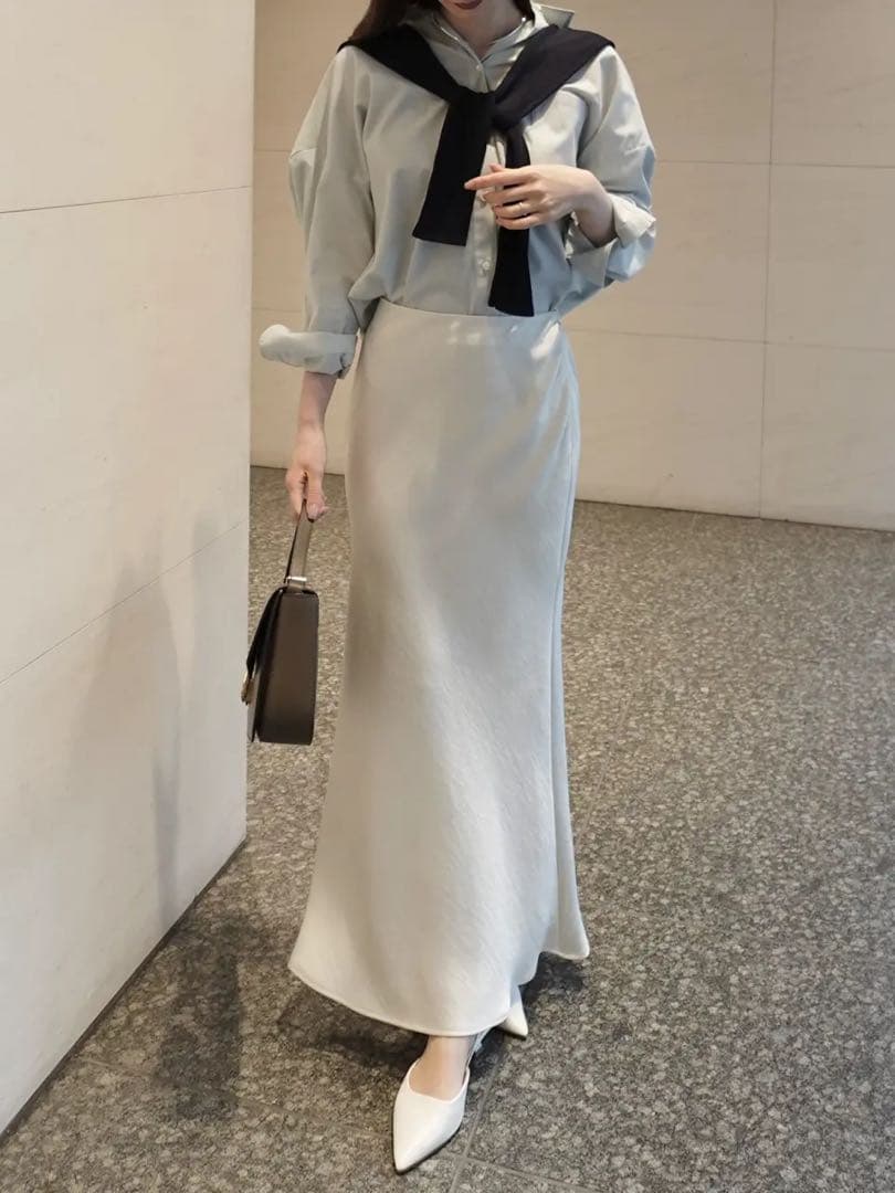 anuans サテンナロースカート ECRU S(1)サイズ