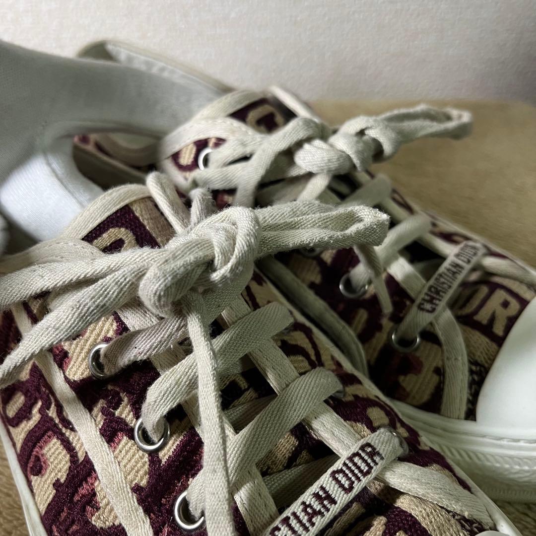 クリスチャンディオール オブリーク ファブリック スニーカー ベージュ ボルドー
