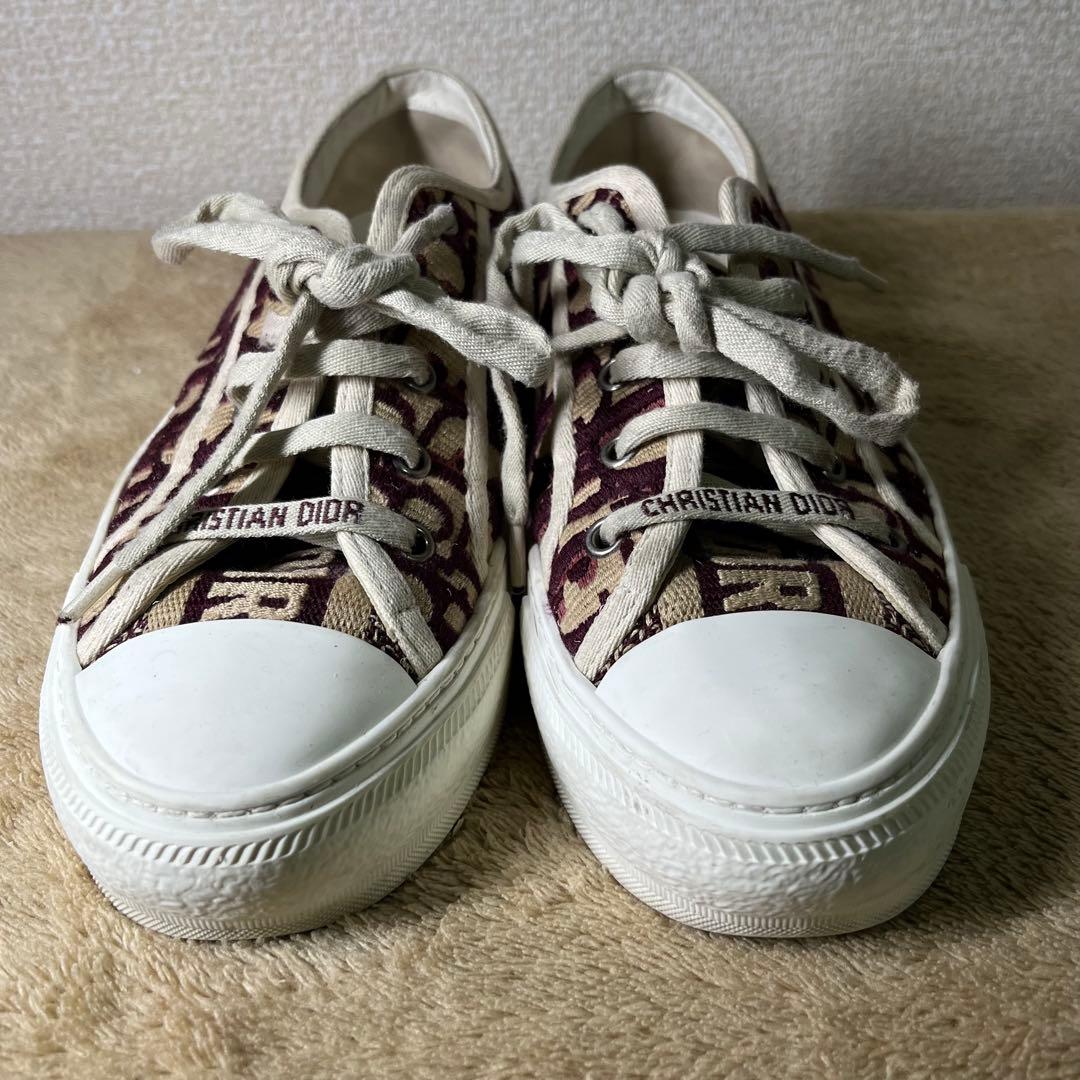 クリスチャンディオール オブリーク ファブリック スニーカー ベージュ ボルドー