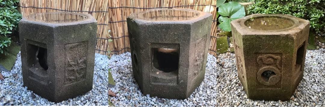 【石鉢・水鉢・蹲・寄せ植え鉢・オブジェ】庭石箱庭造園ガーデニングバードバス茶庭