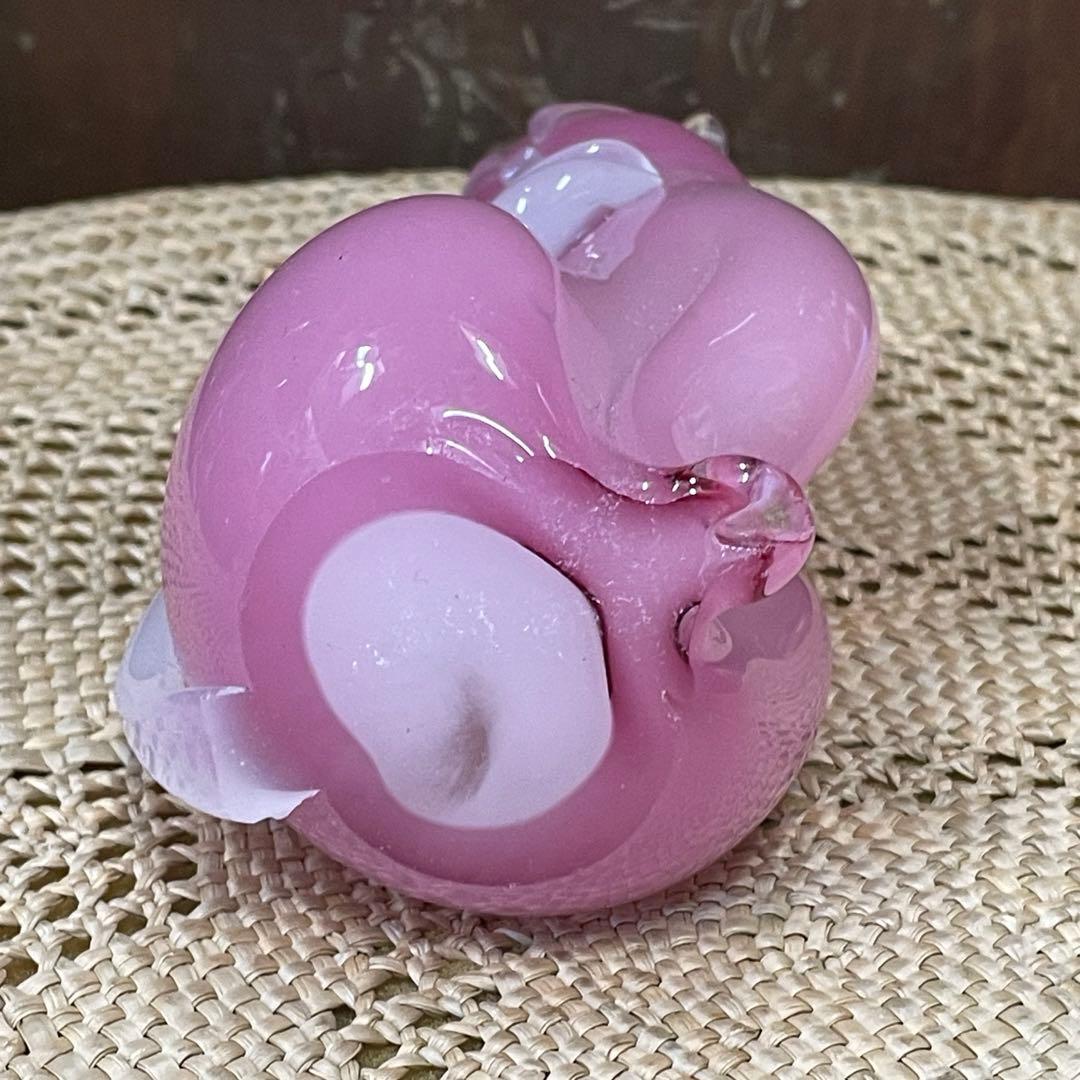 美品　ムラーノガラス ねこ 猫 置物 インテリア ガラス　ピンク