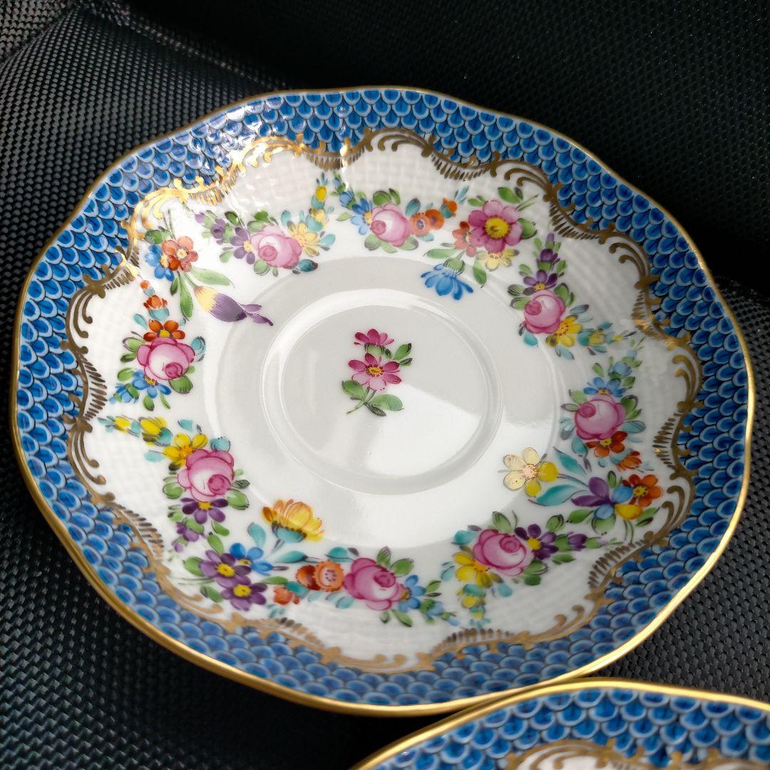 HEREND リヒテンシュタインブーケ ブルースケール カップ＆ソーサー ペア