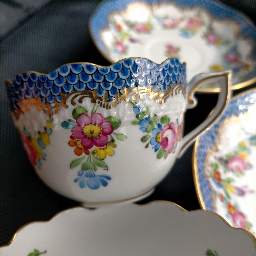 HEREND リヒテンシュタインブーケ ブルースケール カップ＆ソーサー ペア