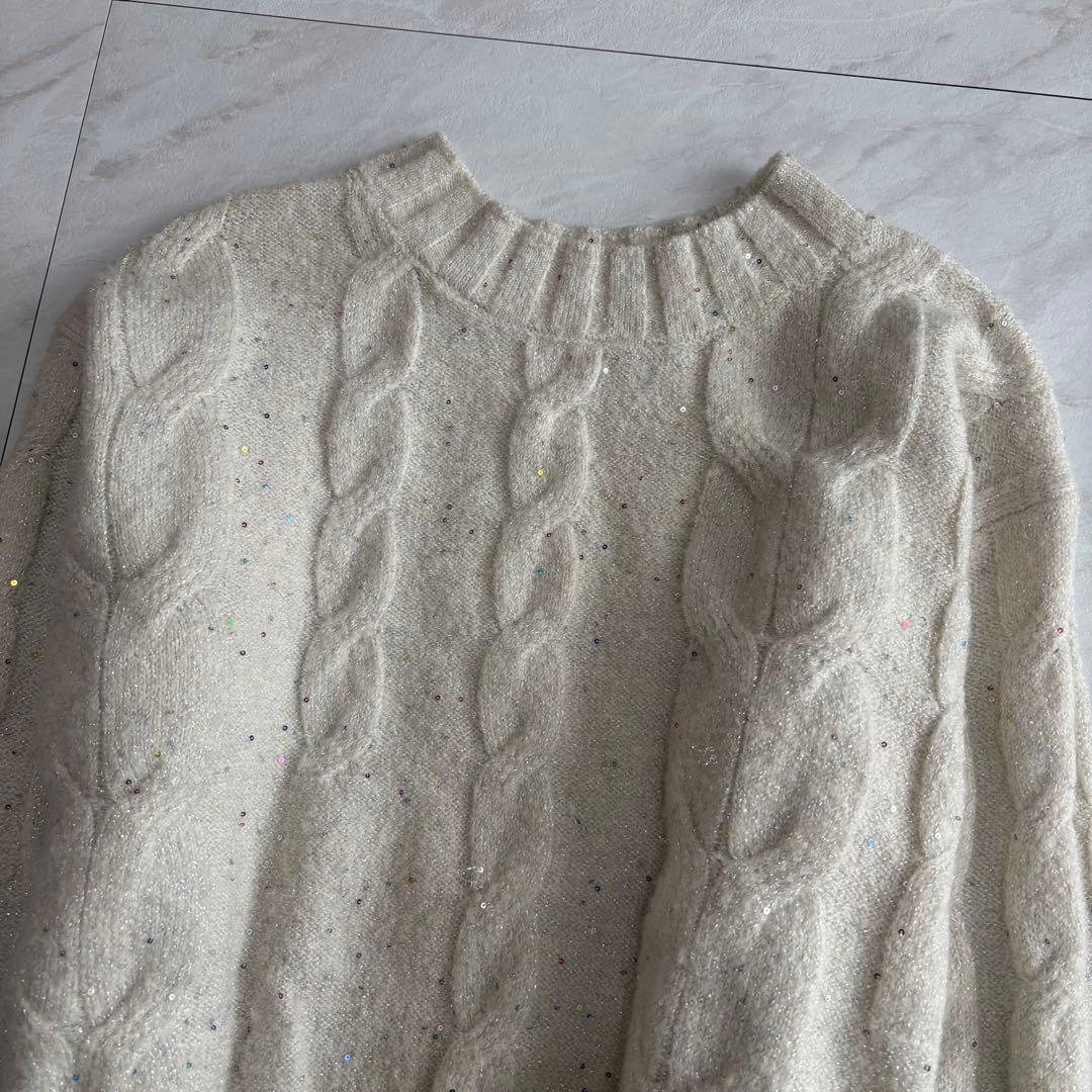 COHINA YUNA SANTA スパンコール ケーブル ミックス ニット