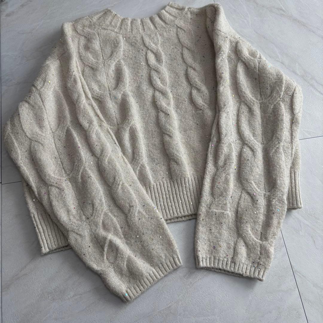 COHINA YUNA SANTA スパンコール ケーブル ミックス ニット