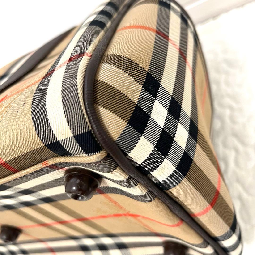 美品　Burberry バーバリー ミニボストンバッグ ノバチェック レザー